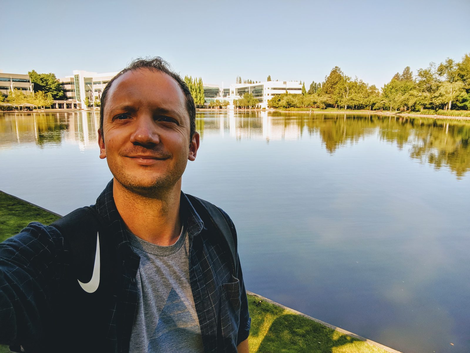 Victor Dumeige at the lake on the Nike World Headquarters campus